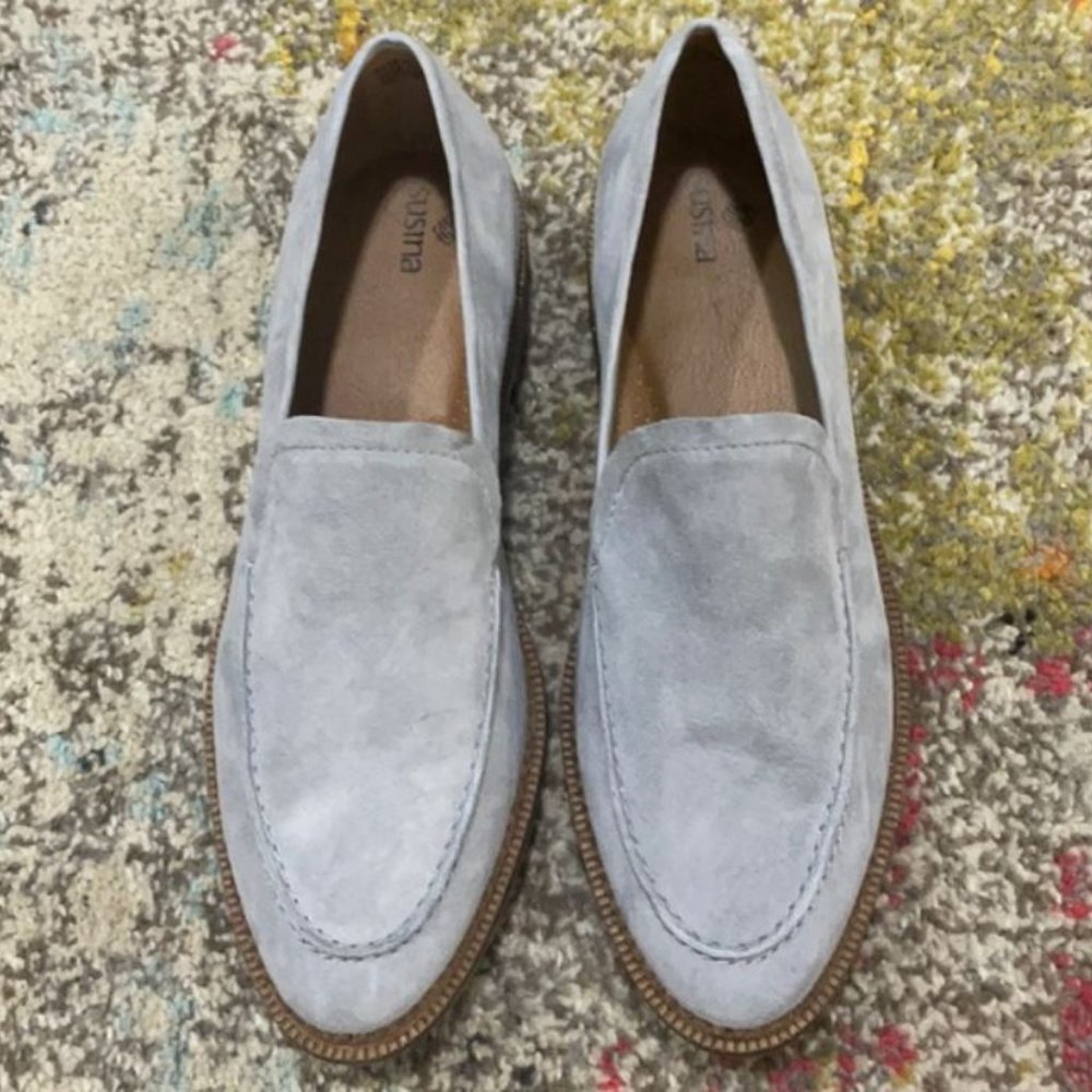 NEW Womens Susina Light Blue Suede Leather Loafers/Slip Ons - Size 7.5